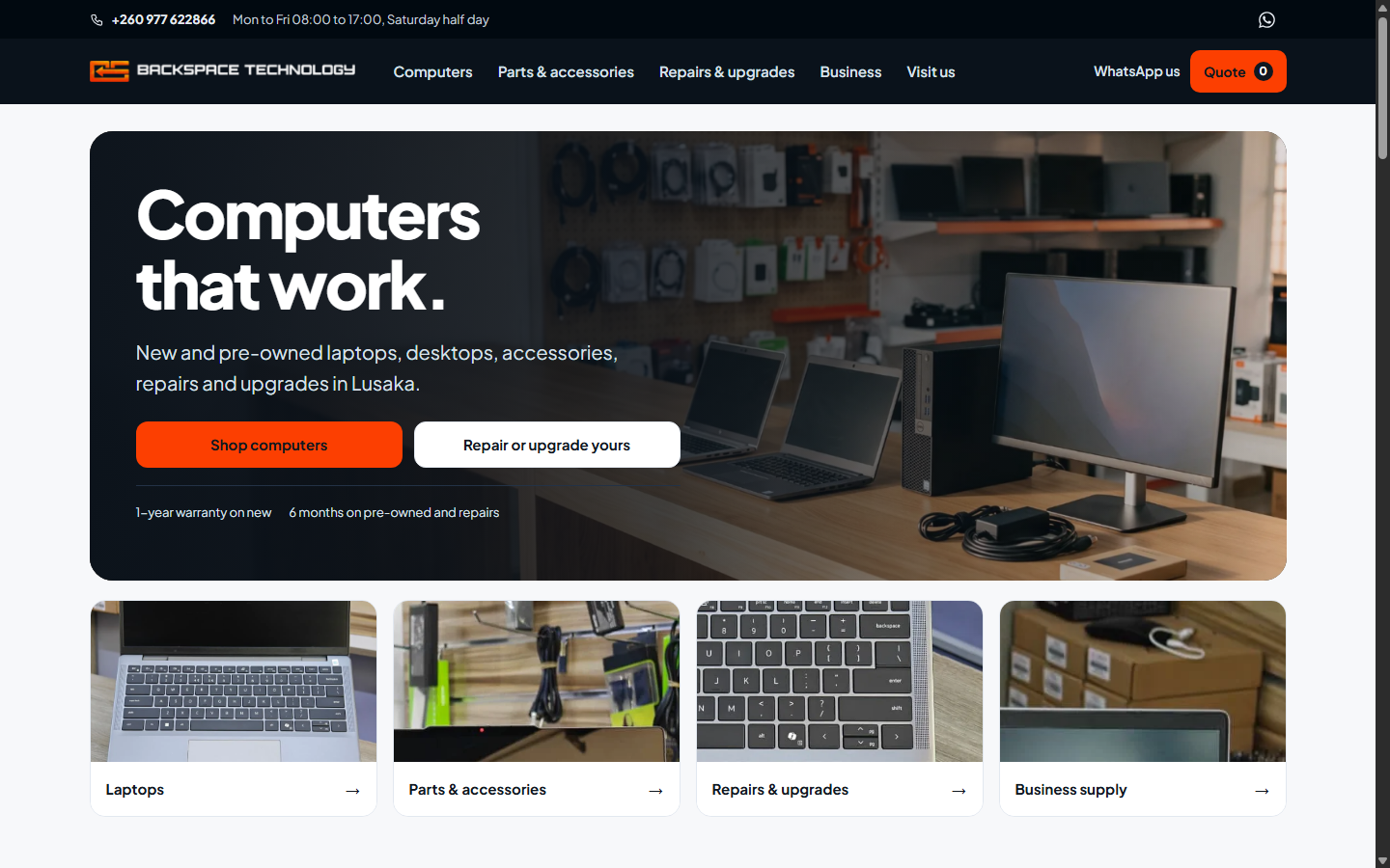 Backspace Technology Desktop (1440px) View