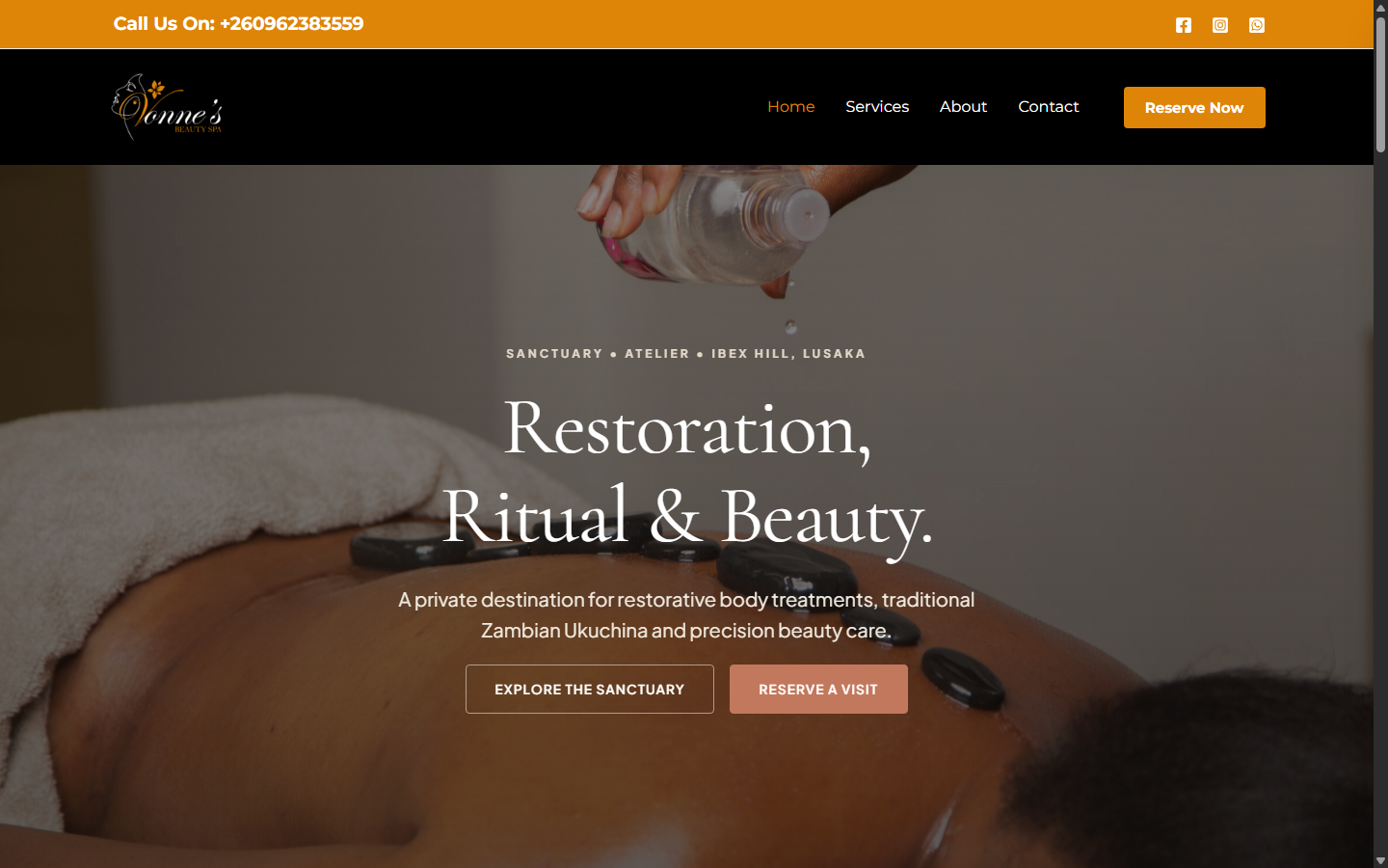 Vonne's Beauty Spa Desktop View